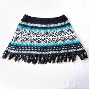 Vintage Knit Fringe Mini Skirt with Sequins | Boho Y2K | Indie Sleaze | Festival